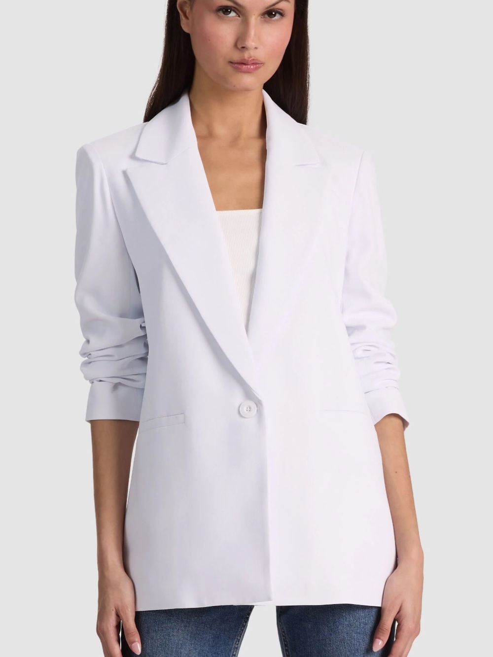 Alice + Olivia Denny Boyfriend Crisp White Blazer Size 4 - Like New